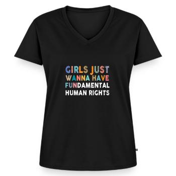 Les filles veulent juste avoir des droits humains fondamentaux - T-shirt encolure en V Premium bio Femme - noir - Devant - AI Model Female 172 light (172cm)