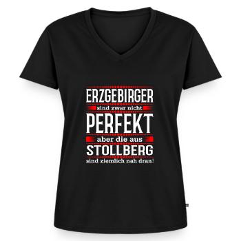 Erzgebirge Stollberg - Frauen Premium Bio T-Shirt mit V-Ausschnitt - Schwarz - Vorne - AI Model Female 172 light (172cm)