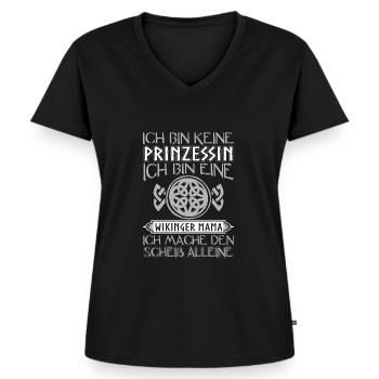 Ich Bin Keine Prinzessin Wikinger Mama Nordische - Frauen Premium Bio T-Shirt mit V-Ausschnitt - Schwarz - Vorne - AI Model Female 172 light (172cm)