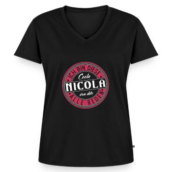 Nicola Geschenkidee Geschenk Geburtstag - Frauen Premium Bio T-Shirt mit V-Ausschnitt - Schwarz - Vorne - AI Model Female 172 light (172cm)