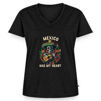 Mexico Has My Heart Mexican Life Mexico Pride Coun - Frauen Premium Bio T-Shirt mit V-Ausschnitt - Schwarz - Vorne - AI Model Female 172 light (172cm)