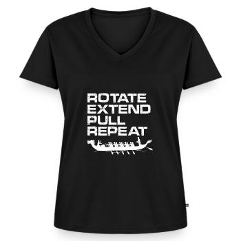 rotate extend pull repeat Design for a dragon boat - Frauen Premium Bio T-Shirt mit V-Ausschnitt - Schwarz - Vorne - AI Model Female 172 light (172cm)