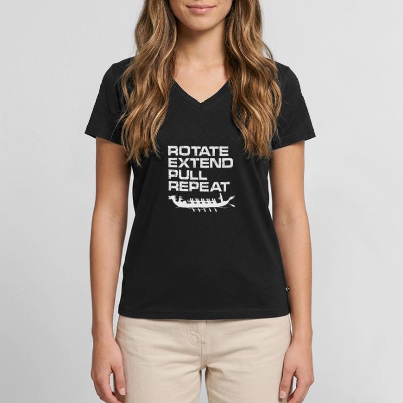 rotate extend pull repeat Design for a dragon boat Frauen Premium Bio T-Shirt mit V-Ausschnitt