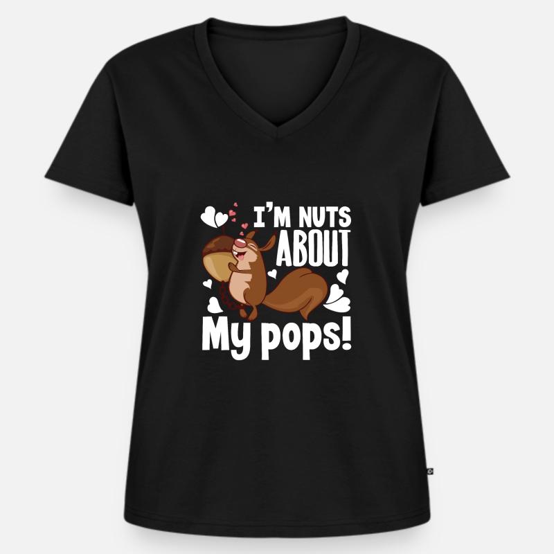 Squirrel Squirrel Nuts About My Pops - Women's Premium Organic V-neck T-shirt - black
