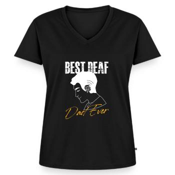 best deaf dad ever Design for a deaf father - Frauen Premium Bio T-Shirt mit V-Ausschnitt - Schwarz - Vorne - AI Model Female 172 light (172cm)