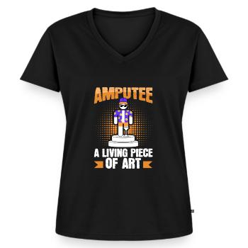 Amputierter Lebendige Kunst Bein Arm Prothese - Frauen Premium Bio T-Shirt mit V-Ausschnitt - Schwarz - Vorne - AI Model Female 172 light (172cm)