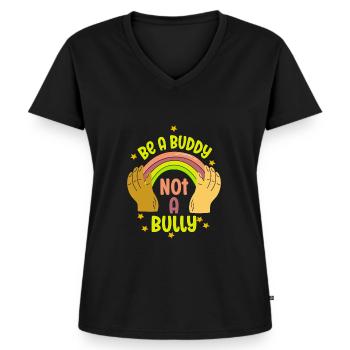 Soyez un copain, pas un intimidateur Lutte contre l’intimidation - T-shirt encolure en V Premium bio Femme - noir - Devant - AI Model Female 172 light (172cm)