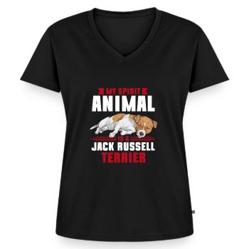Jack Russell Terrier - Frauen Premium Bio T-Shirt mit V-Ausschnitt - Schwarz - Vorne - AI Model Female 172 light (172cm)