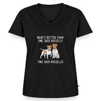 Jack Russell Terrier - Frauen Premium Bio T-Shirt mit V-Ausschnitt - Schwarz - Vorne - AI Model Female 172 light (172cm)