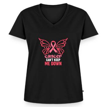 Le cancer du sein ne peut pas me retenir - T-shirt encolure en V Premium bio Femme - noir - Devant - AI Model Female 172 light (172cm)