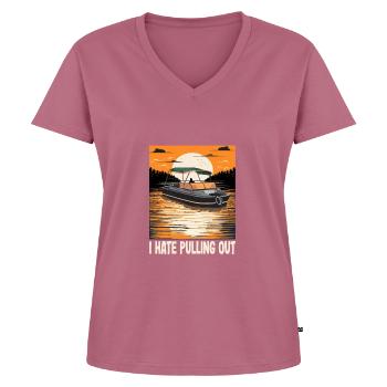 I Hate Pulling Out Funny Motorboating Quote - Women's Premium Organic V-neck T-shirt - mauve - Front - AI Model Female 172 dark (172cm)