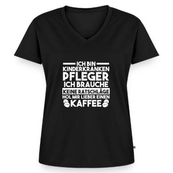 Pfleger Pflegekraft Kinderkrankenpfleger - Frauen Premium Bio T-Shirt mit V-Ausschnitt - Schwarz - Vorne - AI Model Female 172 light (172cm)