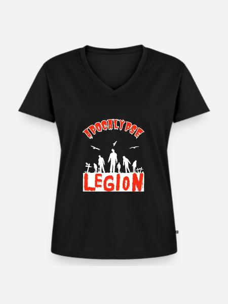 "Apocalypse Legion", Horde-Zombies - Frauen Premium Bio T-Shirt mit V-Ausschnitt - Schwarz