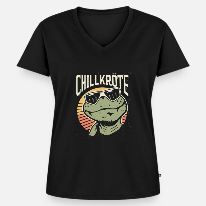 Relaxed turtles Chill toad - Women's Premium Organic V-neck T-shirt - black