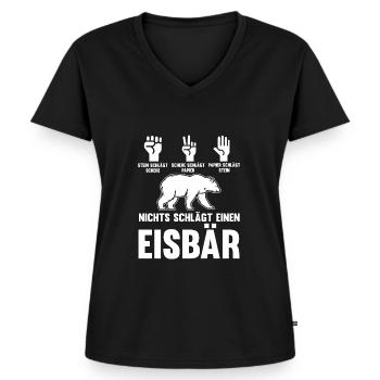 Eisbär Eisbären - Frauen Premium Bio T-Shirt mit V-Ausschnitt - Schwarz - Vorne - AI Model Female 172 light (172cm)