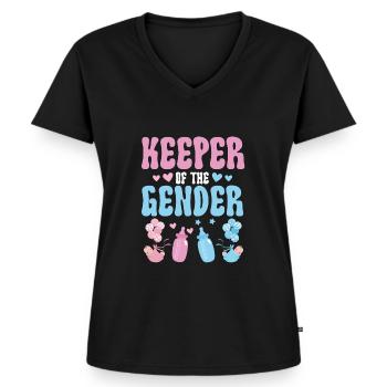 Hüter des Geschlechts - Frauen Premium Bio T-Shirt mit V-Ausschnitt - Schwarz - Vorne - AI Model Female 172 light (172cm)