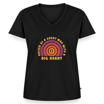 Raised By A Great Man With A Big Heart Fathers Day - Women's Premium Organic V-neck T-shirt - black - Front - AI Model Female 172 light (172cm)