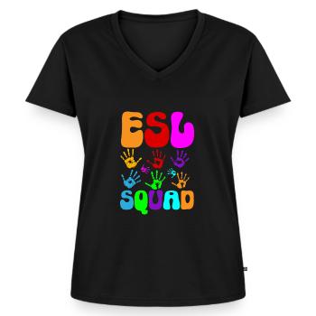 Teacher English Second Language Foreign Language - Women's Premium Organic V-neck T-shirt - black - Front - AI Model Female 172 light (172cm)