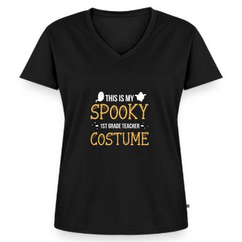 C’est mon costume effrayant d’enseignant de 1ère année - T-shirt encolure en V Premium bio Femme - noir - Devant - AI Model Female 172 light (172cm)