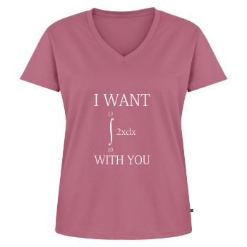 Vouloir... Avec vous Drôle de formule mathématique - T-shirt encolure en V Premium bio Femme - mauve - Devant - AI Model Female 172 dark (172cm)