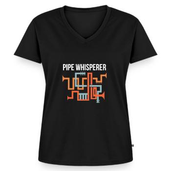 Pipe Whisperer Hydrauliker Shirt Geschenk - Frauen Premium Bio T-Shirt mit V-Ausschnitt - Schwarz - Vorne - AI Model Female 172 light (172cm)