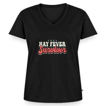 Chemise de survivant du rhume des foins Cadeau - T-shirt encolure en V Premium bio Femme - noir - Devant - AI Model Female 172 light (172cm)