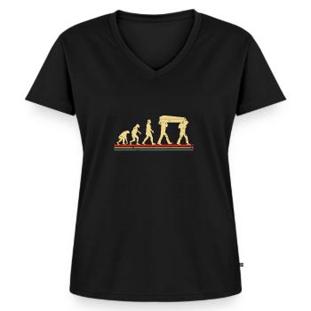 Vintage Retro Evolution Bestatter Shirt - Frauen Premium Bio T-Shirt mit V-Ausschnitt - Schwarz - Vorne - AI Model Female 172 light (172cm)