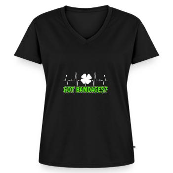 Infirmière de la Saint-Patrick - T-shirt encolure en V Premium bio Femme - noir - Devant - AI Model Female 172 light (172cm)
