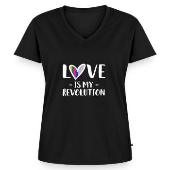 LGBTQ + Shirt Geschenk LGBT Month - Frauen Premium Bio T-Shirt mit V-Ausschnitt - Schwarz - Vorne - AI Model Female 172 light (172cm)