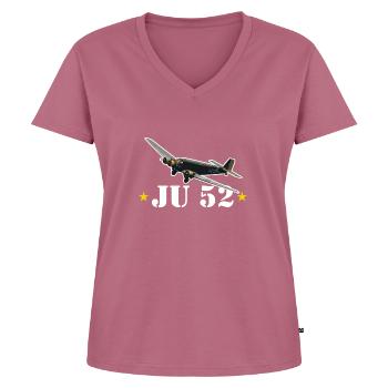 JU 52- Aunt JU - Women's Premium Organic V-neck T-shirt - mauve - Front - AI Model Female 172 dark (172cm)