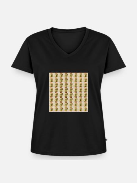 Lucky 64 Cats - Frauen Premium Bio T-Shirt mit V-Ausschnitt - Schwarz