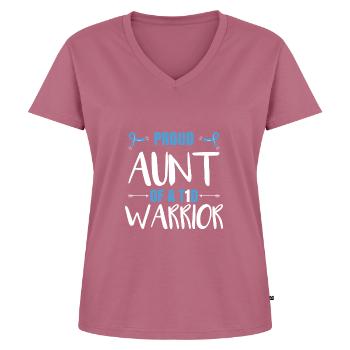 Stolze Tante eines T1D-Kriegers - Frauen Premium Bio T-Shirt mit V-Ausschnitt - Mauve - Vorne - AI Model Female 172 dark (172cm)