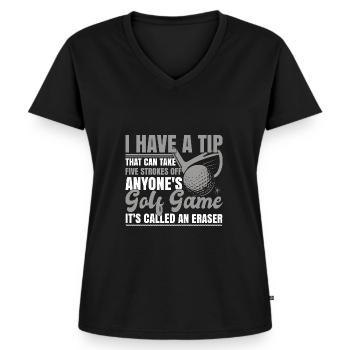 Golf Humor Witz Lustig - Frauen Premium Bio T-Shirt mit V-Ausschnitt - Schwarz - Vorne - AI Model Female 172 light (172cm)