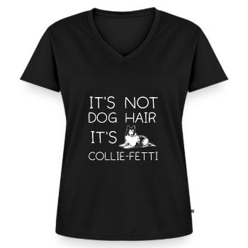 Langhaarcollie Rough Collie Hund - Frauen Premium Bio T-Shirt mit V-Ausschnitt - Schwarz - Vorne - AI Model Female 172 light (172cm)