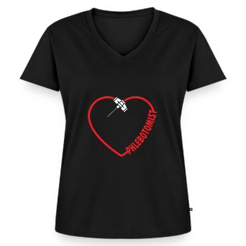 Phlebotomie Blutabnahme Blut Krankenschwester - Frauen Premium Bio T-Shirt mit V-Ausschnitt - Schwarz - Vorne - AI Model Female 172 light (172cm)