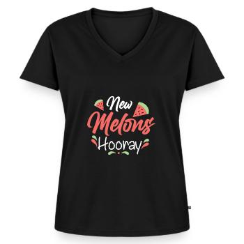 Neues Melonen Hurra Lustige Brüste job - Frauen Premium Bio T-Shirt mit V-Ausschnitt - Schwarz - Vorne - AI Model Female 172 light (172cm)