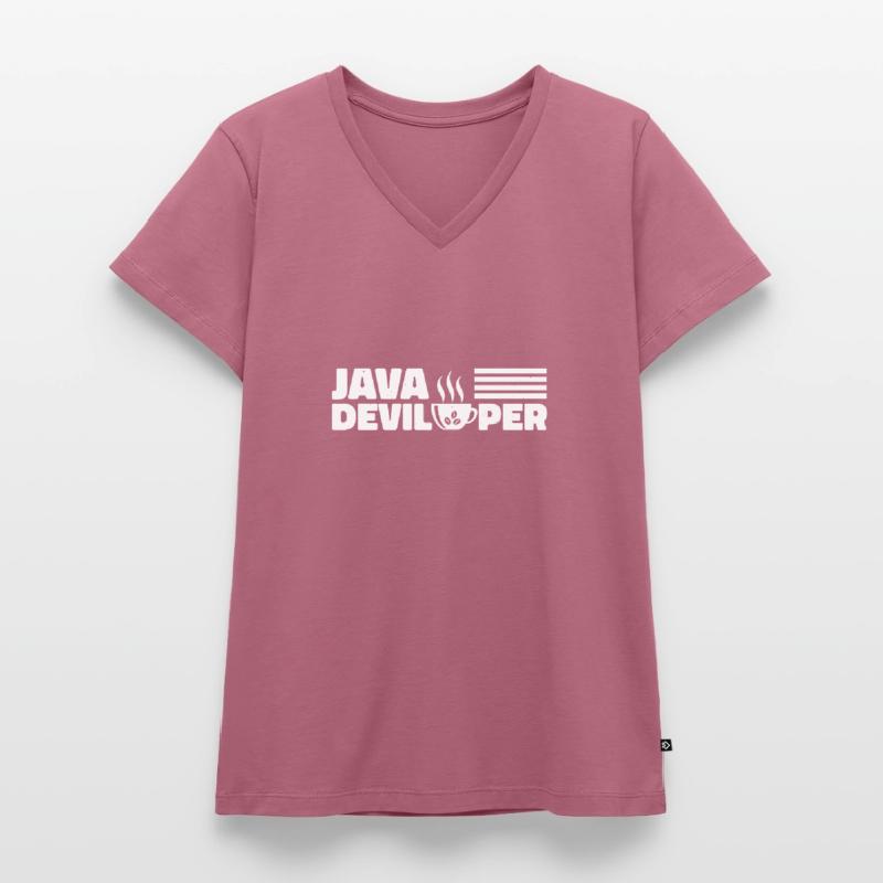 Java Developer with Coffee Women's Premium Organic V-neck T-shirt