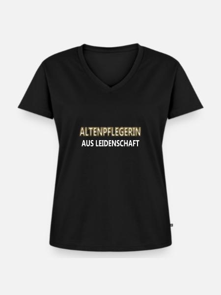 Altenpflegerin - Frauen Premium Bio T-Shirt mit V-Ausschnitt - Schwarz