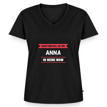 Anna Name Spruch für stolze Annas - Frauen Premium Bio T-Shirt mit V-Ausschnitt - Schwarz - Vorne - AI Model Female 172 light (172cm)