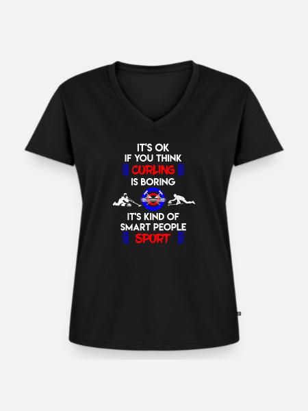 Curling Eisstockschießen - Frauen Premium Bio T-Shirt mit V-Ausschnitt - Schwarz