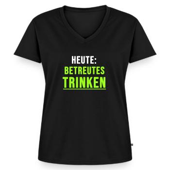 Heute: Betreutes Trinken - Frauen Premium Bio T-Shirt mit V-Ausschnitt - Schwarz - Vorne - AI Model Female 172 light (172cm)