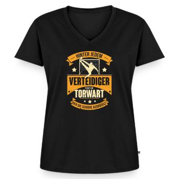 Handball Torwart Handballer Geschenk mit Tor - Frauen Premium Bio T-Shirt mit V-Ausschnitt - Schwarz - Vorne - AI Model Female 172 light (172cm)