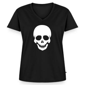 Tête de squelette squelette squelette - T-shirt encolure en V Premium bio Femme - noir - Devant - AI Model Female 172 light (172cm)