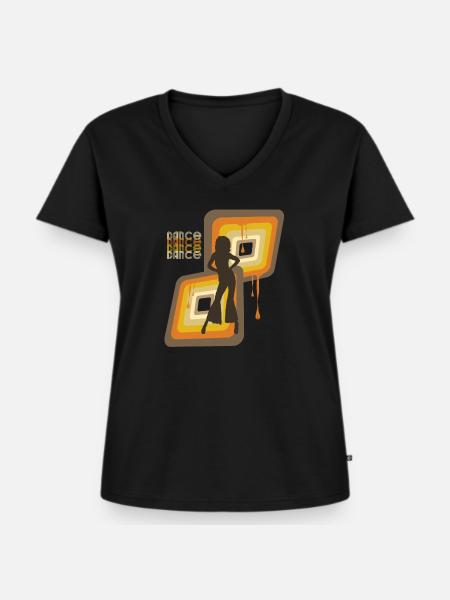 Dance 70er - Frauen Premium Bio T-Shirt mit V-Ausschnitt - Schwarz