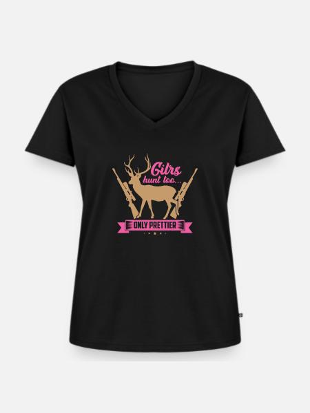 Pretty hunter - Frauen Premium Bio T-Shirt mit V-Ausschnitt - Schwarz
