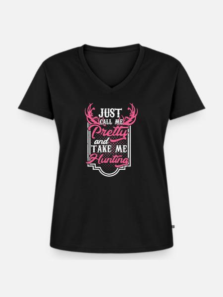Pretty hunter - Frauen Premium Bio T-Shirt mit V-Ausschnitt - Schwarz