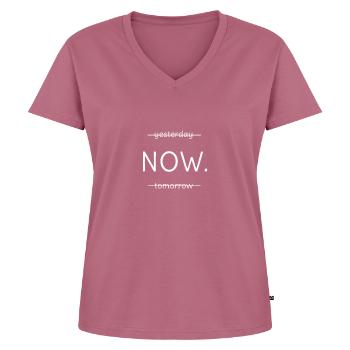 maintenant. hier demain. Maintenant. Présent. - T-shirt encolure en V Premium bio Femme - mauve - Devant - AI Model Female 172 dark (172cm)