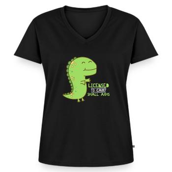 Autorisé à porter de petits bras - cadeau drôle - T-shirt encolure en V Premium bio Femme - noir - Devant - AI Model Female 172 light (172cm)