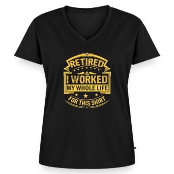 Retired - Women's Premium Organic V-neck T-shirt - black - Front - AI Model Female 172 light (172cm)