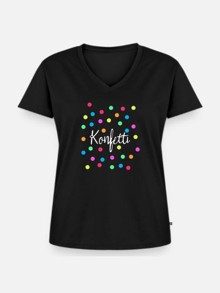 Konfetti - Frauen Premium Bio T-Shirt mit V-Ausschnitt - Schwarz
